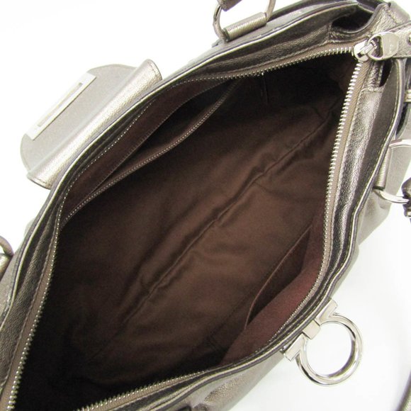 Salvatore Ferragamo Gancini AU-21/5370 Women's Leather Handbag Bronze - Picture 3 of 14